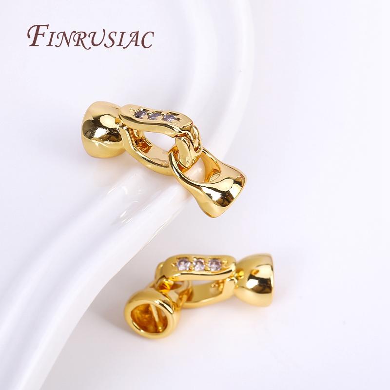 DIY Pearls Jewelry Fittings 18K Gold Plated Inlaid Zircon Lock Clasps Closure Fasteners For Beading Jewelry Making