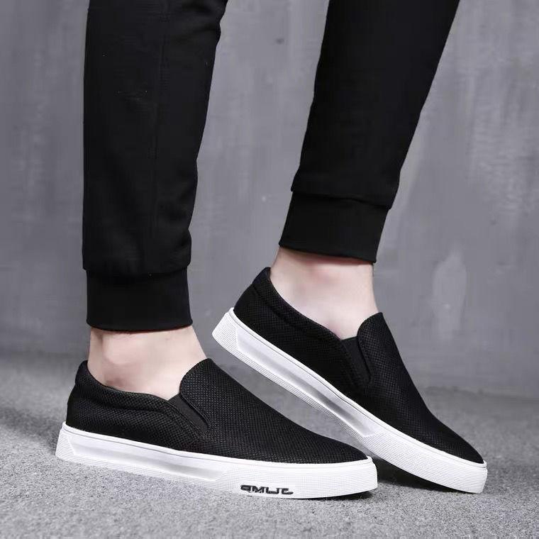 Cloth shoes men's four seasons men's shoes Korean version canvas shoes casual shoes black board shoes one pedal lazy shoes