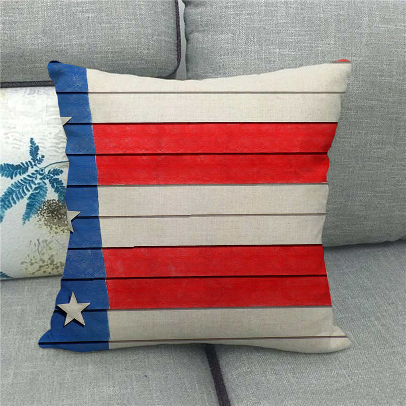 American Five-Pointed Star Geometry Digital Printing Short Plush Pillow Covers For Car Sofa Office Cushion Cover Home Goods
