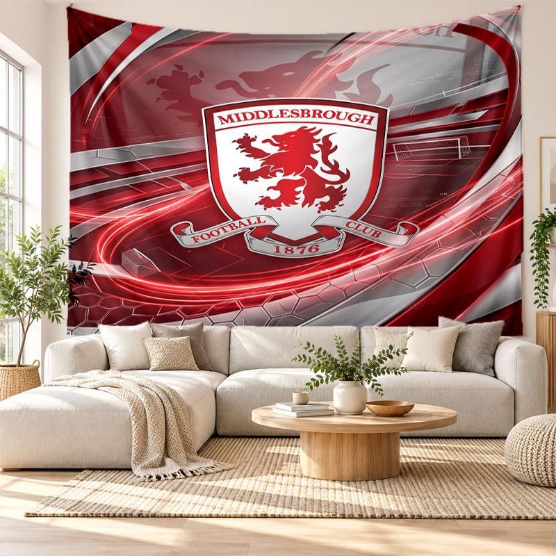Middlesbrough FC Wandteppich, Weiches Stoff-Wandbehang, Dekorative Kulisse Für Schlafzimmer Heimwandkunst
