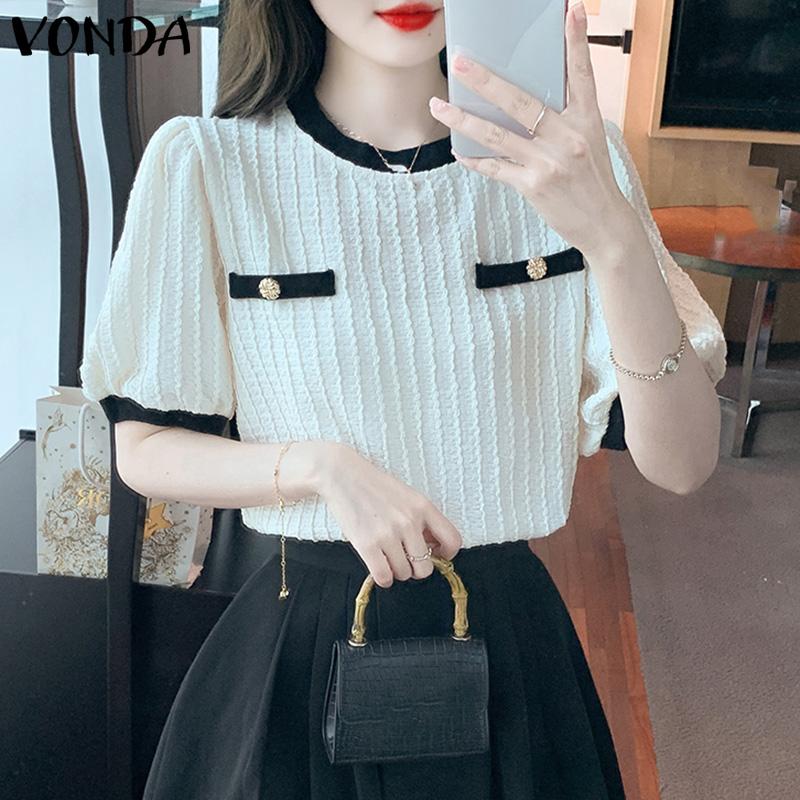 

Летние женские повседневные топы с пышными рукавами VONDA, цветные повседневные топы