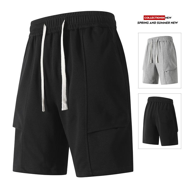 Summer Men's Knit Casual Shorts Breathable Cotton Drawstring Waist Loose Fit Sports Shorts Male Workout Gym Sweat Short Pants