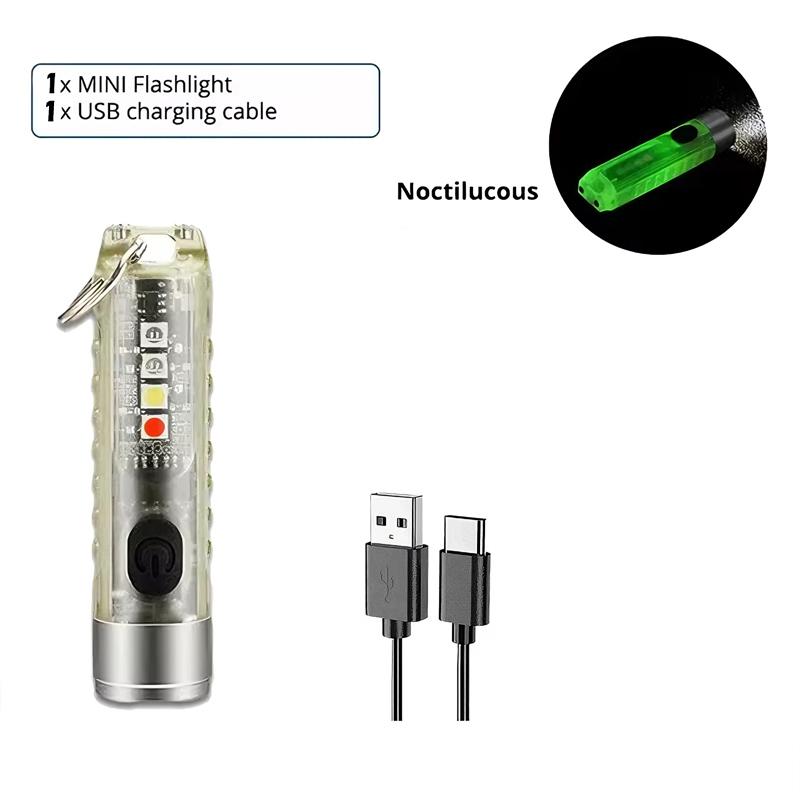 Mini Keychain Flashlight Type-C Fast Charging IP65 Waterproof Torch Lamp With Magnet Multifunction Warning Camping Flashlight