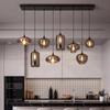 Postmodern Multi-Head Smoke Grey Glass Chandelier for Restaurants and Cafes