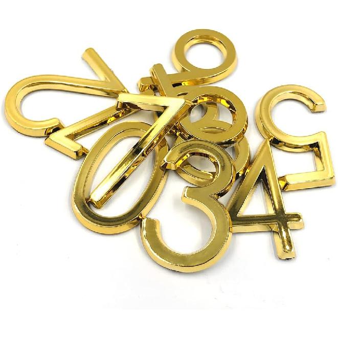 Pack of 20, Self Adhesive Golden Waterproof Mailbox Numbers 0-9, lyfLux Door Address Number Stickers For Apartments, Hotel, Offices, Decoration