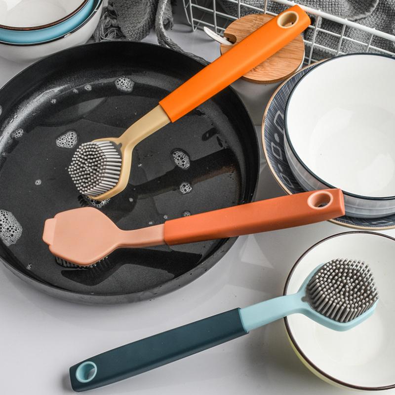1 x Silikonbürste, Küchenbürste zum Reinigen, Mehrzweck-Schrubbbürste mit Griff, Reinigungsbürste für Geschirr, Spüle, Töpfe, Pfannen, Haushaltswerkzeug