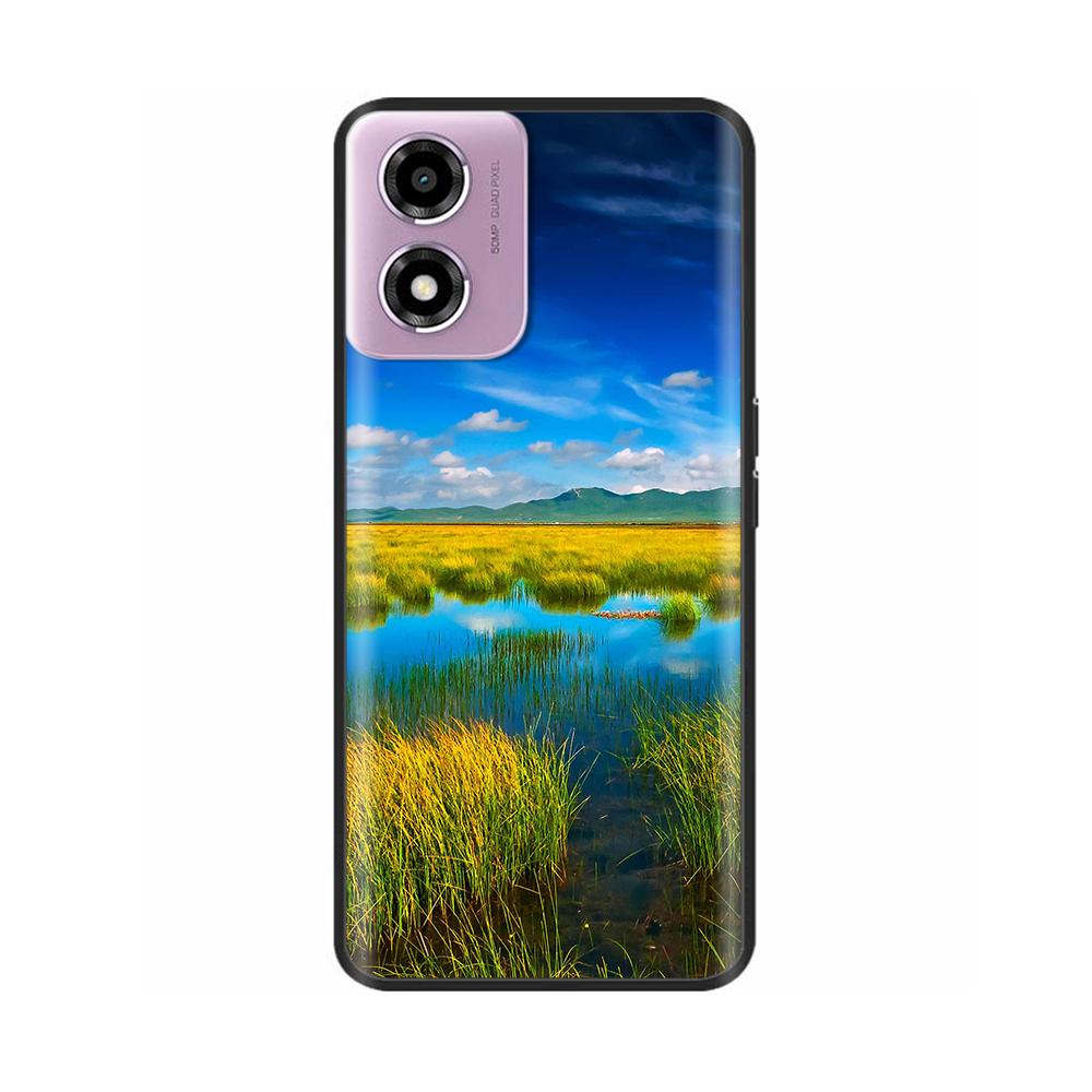 Für Motorola Moto E14 Hülle Niedliche Bemalte Weiche Schwarze Silikonhülle 6,56'' Stoßfeste Handyhülle Für Motorola E14 E 14 MotoE14 Taschen