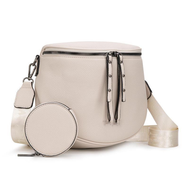 Leather women's bag large capacity saddle bag casual trend versatile cowhide shoulder messenger bag bucket bag first layer cowhide