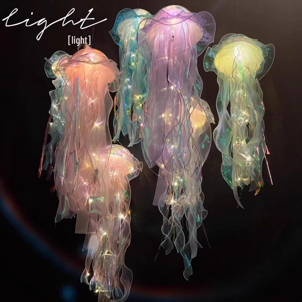 2025 Mid-Autumn Festival Luminous Jellyfish Lantern DIY Kit: Portable Handmade Colored Flower Lantern for Children