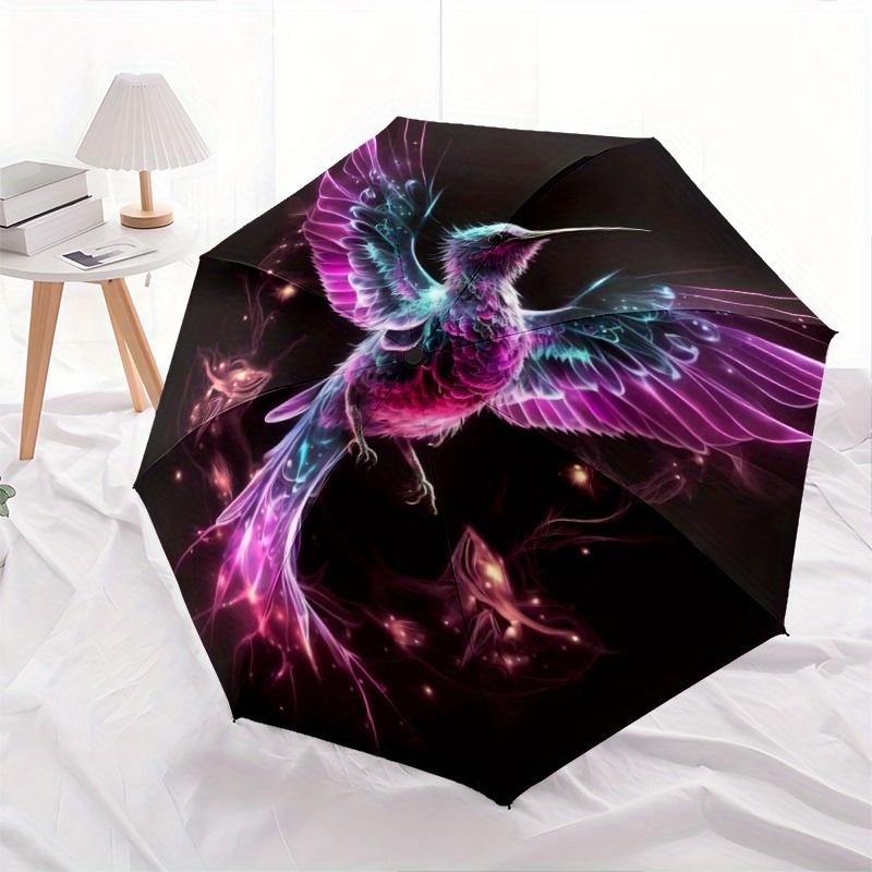 

1pc Enchanted Hummingbird Automatic Opening and Closing Umbrella, Lightweight 3-Fold, With Cute Cartoon Characters, Suitable for Home, Outdoor an