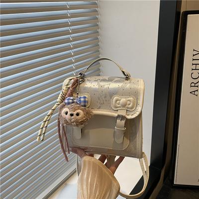 Niche Bow Casual Backpack Women's New High-end Sweet Simple Shoulder Small Square Bag