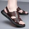 Summer New Sandals Men's Topcoat Cowhide Soft Sole Massage Beach Shoes Men's Casual Dual purpose Slippers