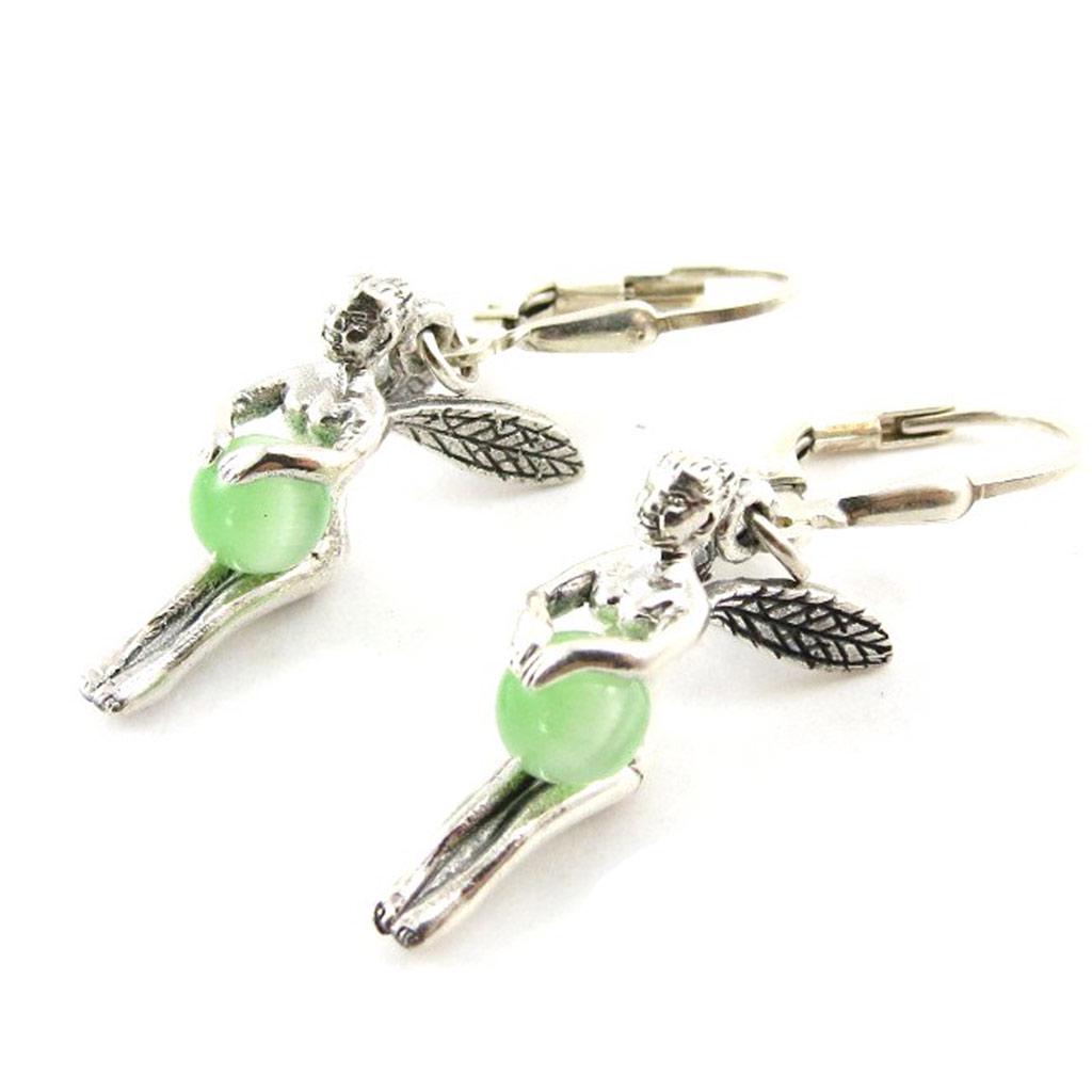 Les Trésors De Lily [C7562] - Silver Sleepers 'Tinkerbell' Silbergrün - 15x20 mm