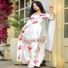 Women's White Silk Floral Embroidered Kurta, Salwar, and Dupatta Set