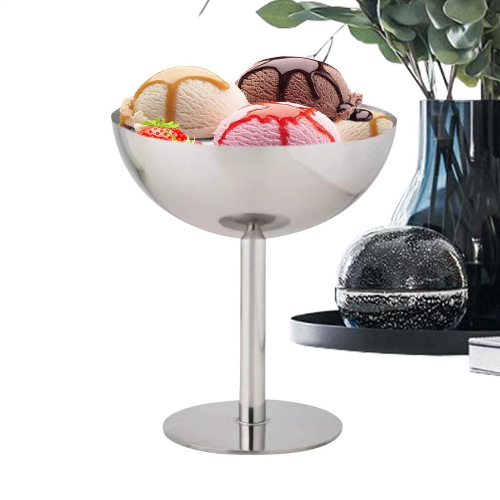 New Stainless Steel Ice Cream Cup,Margarita Champagne Glass Shorty Red Wine Glass Cocktail Cup,High Footed Yogurt Dessert Cup