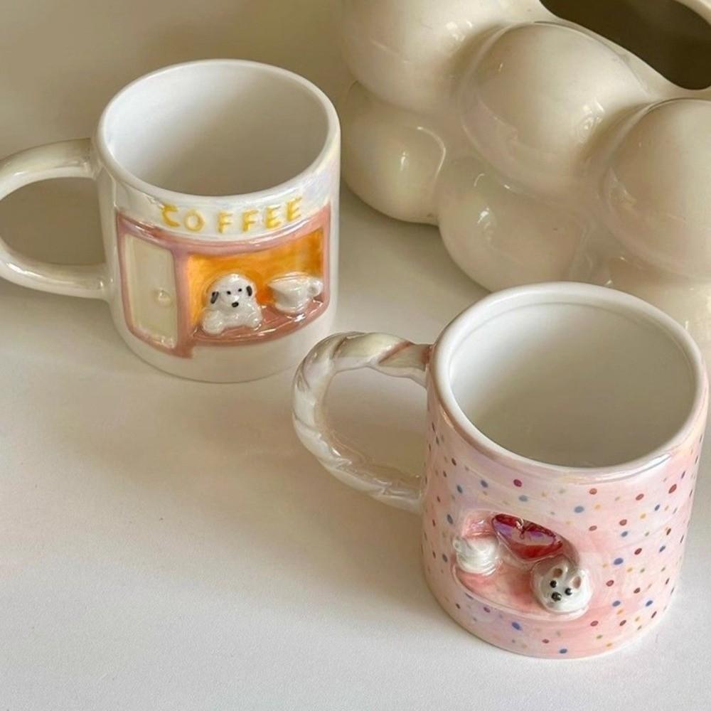 Perlglänzende Kaffeetasse Cartoon Teetasse Trinkgeschirr Welpe Keramik Milchbecher Wohnzimmer