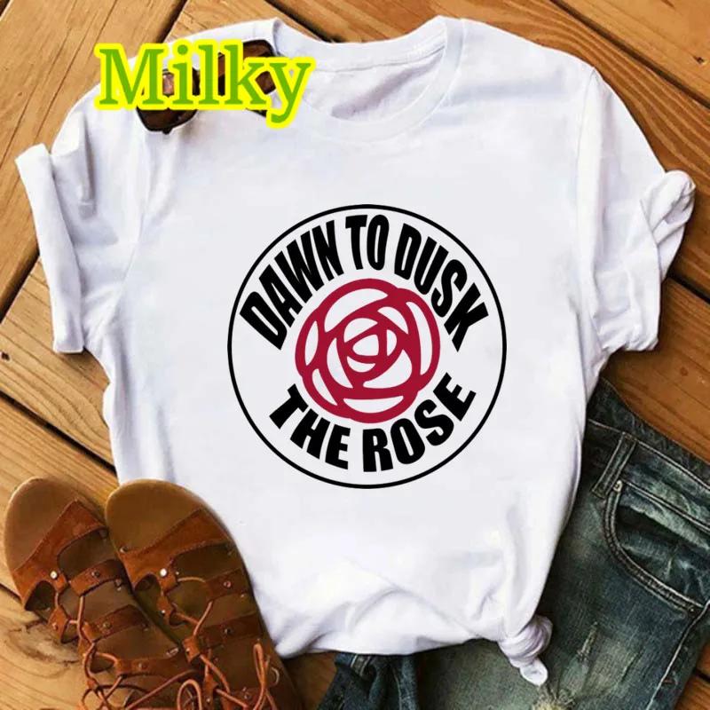 Camiseta Kpop The Rose Band Música Coreana Gráficos Engraçados Y2K Tops Camiseta de Verão Harajuku Casual Estampa Moda Feminina Camiseta