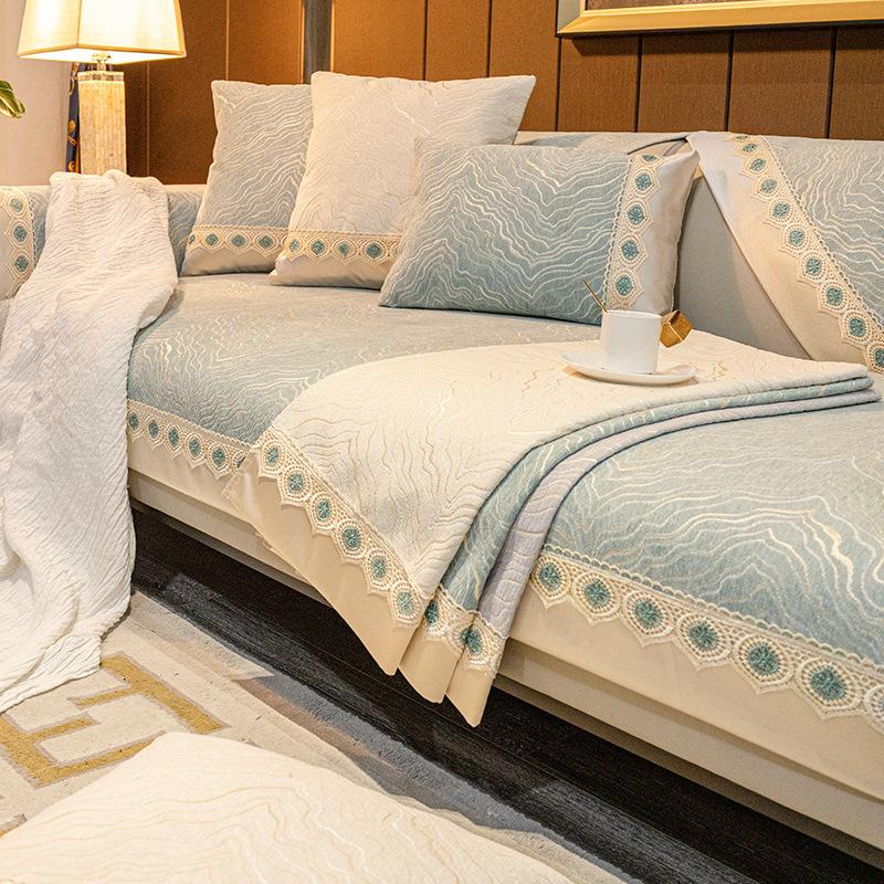 Cool Feeling Sofa Cushion Four-season Seat Cushion Non-slip Nordic Simple Modern Sofa Cover Chenille All-inclusive Thickening