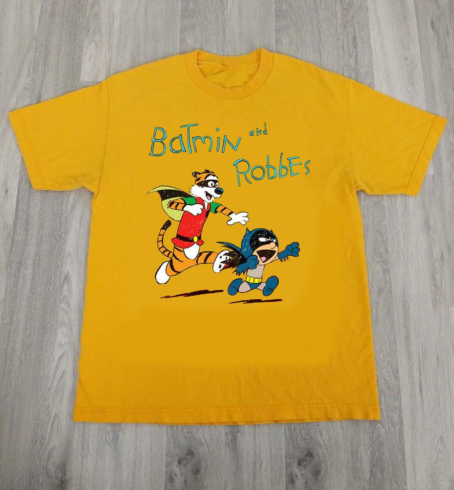 THE CALVIN AND HOBBES Batmin And Robbes Gold Shirt All Size 8D428 Unisex T-Shirt M