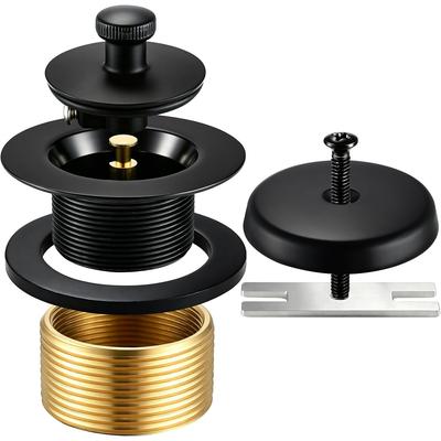Komplettes Metall-Wannenabfluss-Set, Zehentritt-Wannenabfluss-Stöpsel und Überlaufabdeckung, Universelles Lift & Turn Wannenabfluss-Set Montage Feingewinde/Grobgewinde
