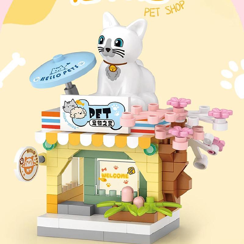 

Pet Coffee Fruit Candy Shop Assembling Building Block Toys Ornament Desktop Pet Store