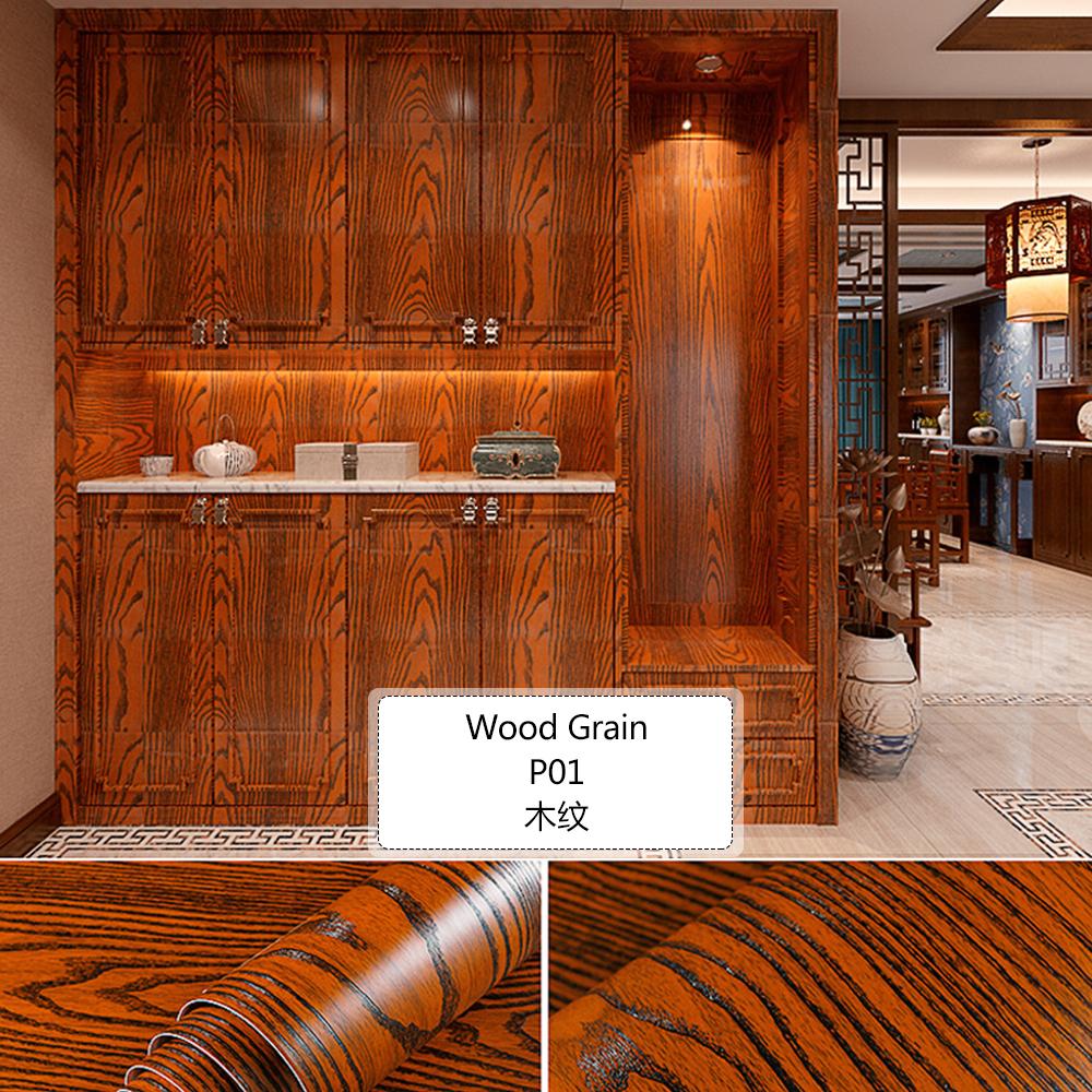 Thickened Wood Grain Self Adhesive Wallpaper Waterproof Wardrobe Tabletop Furniture Refurbished Adhesive Wallpapers 3D