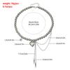 Retro Heart Brick Inlaid Star Tassel Pendant Earring Necklace Set Simple Sweet Bead Wedding Girl Jewelry