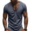 Maglietta Henley da Uomo a Maniche Corte con Scollo a V e Dettaglio Bottoni Vestibilità Slim Morbida Traspirante Maglietta Casual per l'Uso Quotidiano