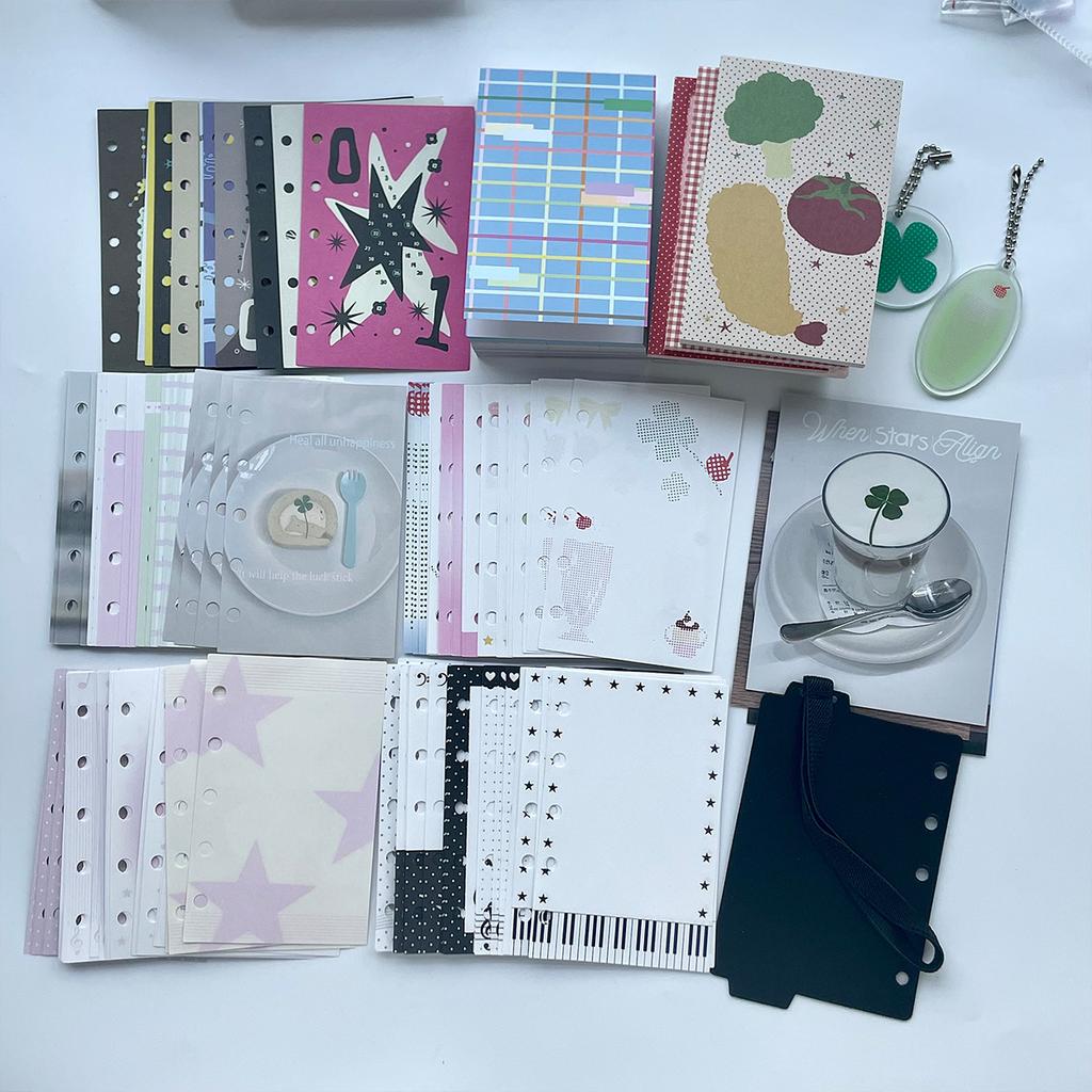 M5 Mini Binder Refill Pages Clear PP Cover Photo Album Portable 5-Hole Budget Planner Photocard Holder with Sleeves for School