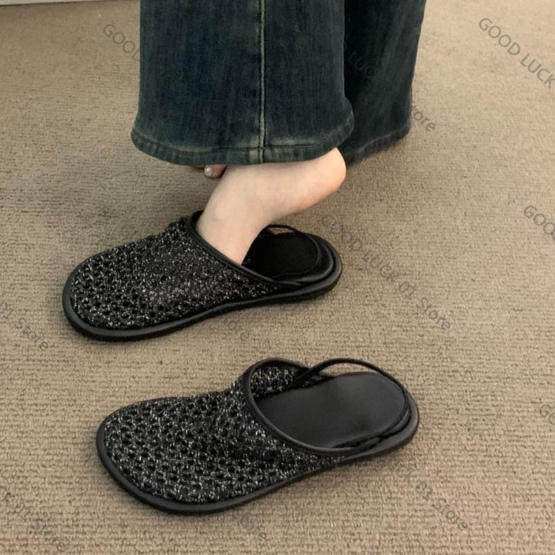 Fashion Mesh Hollow Woven Toe Sandals for Women for Summer Wear New Style with Back Straps and Soft Soles for Beach Roman Shoes