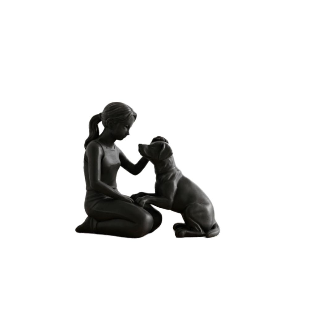 Creative Girl And Dog Statues Cute Canine Statues Crafts Nordic-Style Ornaments Bedroom Decor