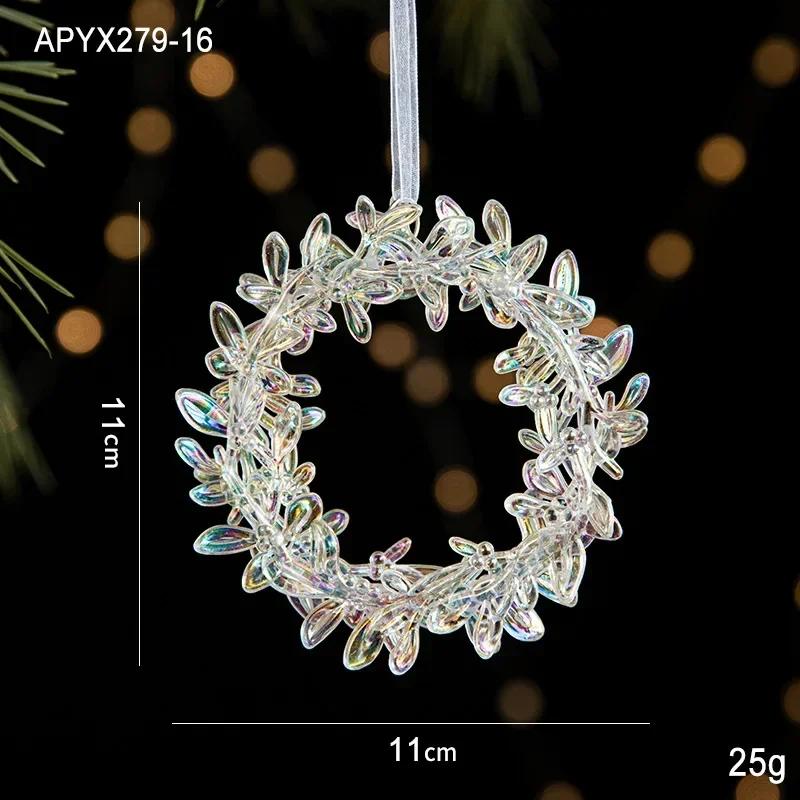3 Packs Christmas Snowflake Elk Small Pendant Christmas Tree Decorations Acrylic Pendants Colorful Transparent Crystal Pendant