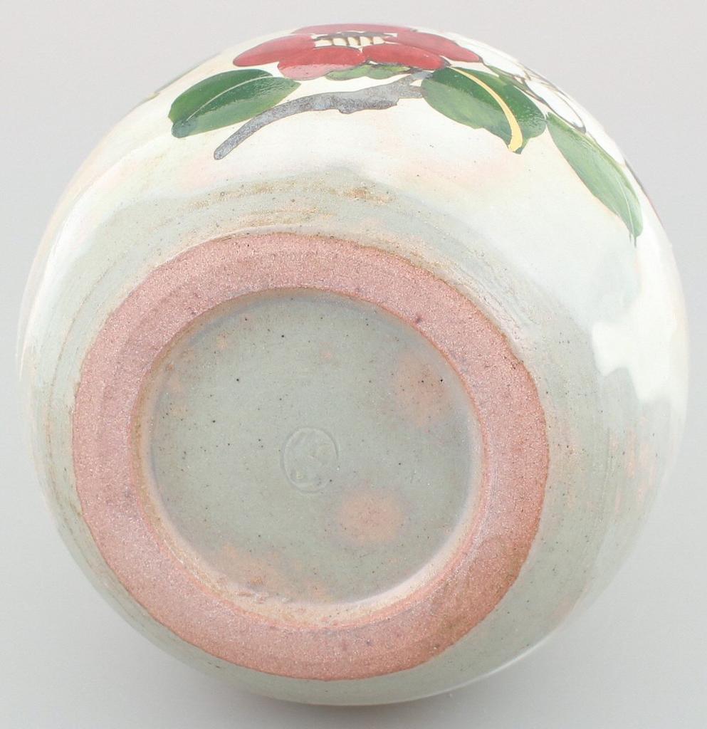 Kyo-yaki, Kiyomizu-yaki, Shunzan Kiln, Single Flower, Colored Five Herbs, Camellia