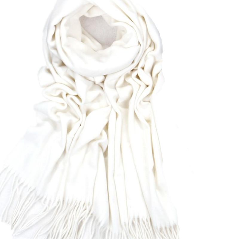Warm Tassel Shawl Autumn and Winter Solid Color Cashmere Scarf Winter Solid Color Wool Scarf for Men and Women