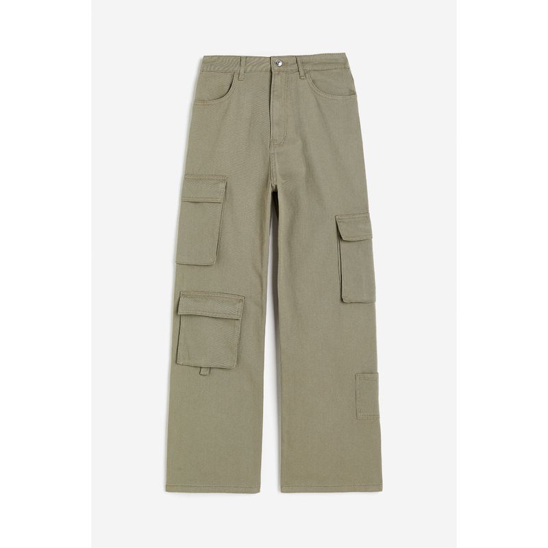 

HM Women s Pants Fall Diagonal Cloth Loose High Waist Casual Straight Cargo Pants 1159409
