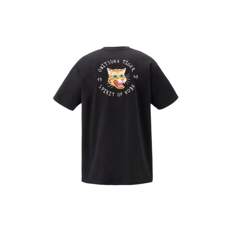 ONITSUKA TIGER Graphic SS25 Casual Fashion Round Neck Short Sleeve T-Shirt Unisex T-Shirts Black 2183B460-001