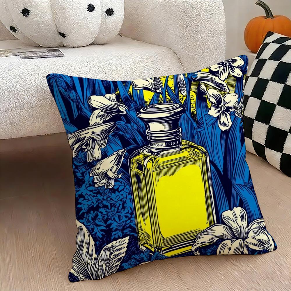 Luxury perfume illustration Cushion Cover Natural Linen Double Sided Print Throw Pillow Case for Sofa Couch Home Decor