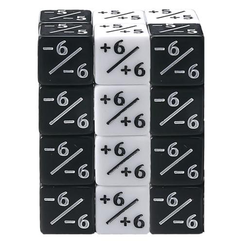 Oleporel 24 Dice Counters, Token Dice, Loyalty Dice, D6 Dice, White +1/+1 and Black -1/-1, Compatible with Magic, MTG, CCG, and Card Game Accessories