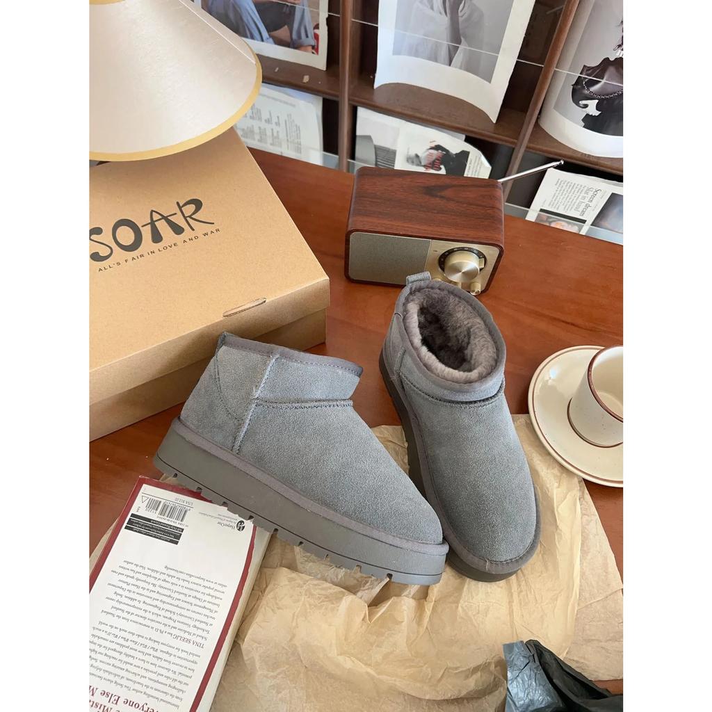 Lolita Stövlar Dam Låga Skor Australien Vinter Skor Stövlar-Dam Svart Ankel Snö Damer Höst Läder Shearling Päls