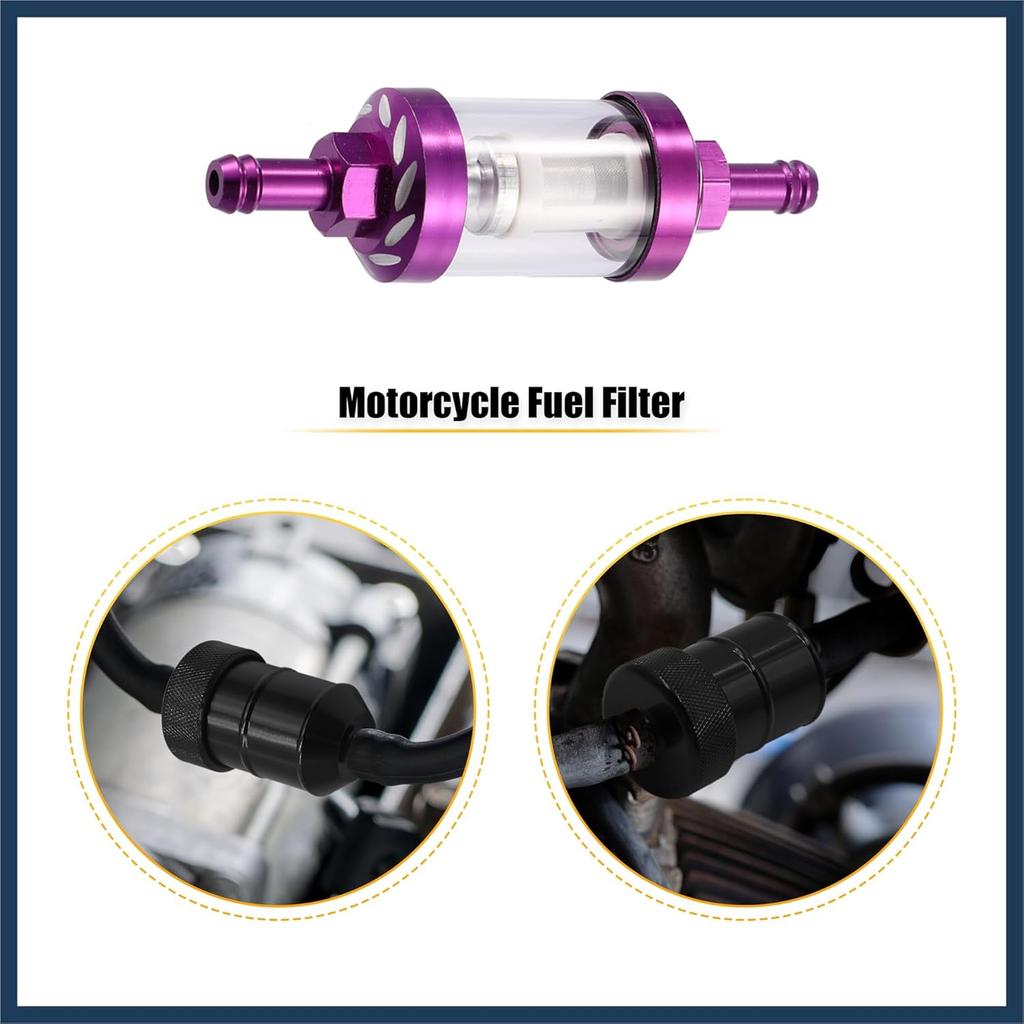 Purple Universal Fuel Filters Engine Inline Gas Fuel Line Filter Replacement for Motorbike ATV Dirt Bike Stylish Design