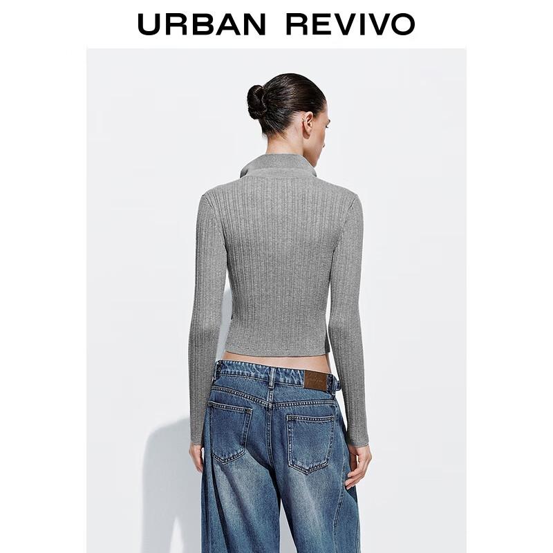 UR Women's Double Zipper Embroidered Knit Cardigan