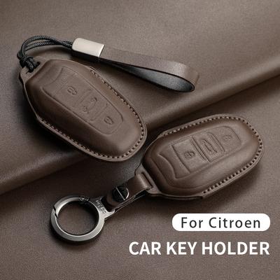 Leather Car Smart Remote Key Case Cover Shell For Citroen C3 C4 C7 Cactus C5 Ds4 Ds5 Anti-Scratch Keychain Protector Accessories