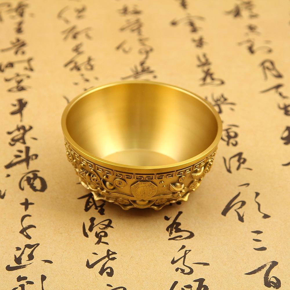 Brass Six Blessings Treasure Pot - Feng Shui Decor for Living Room, Office, or Entryway