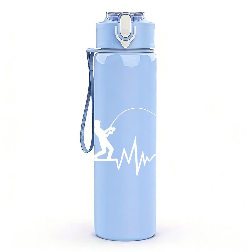 1PC Simple Mountain Wave Line Art Print 750ml Color Plastic Sports Water Bottle Leakproof Flip Straw Lid Suitable for Sports Office Home Use
