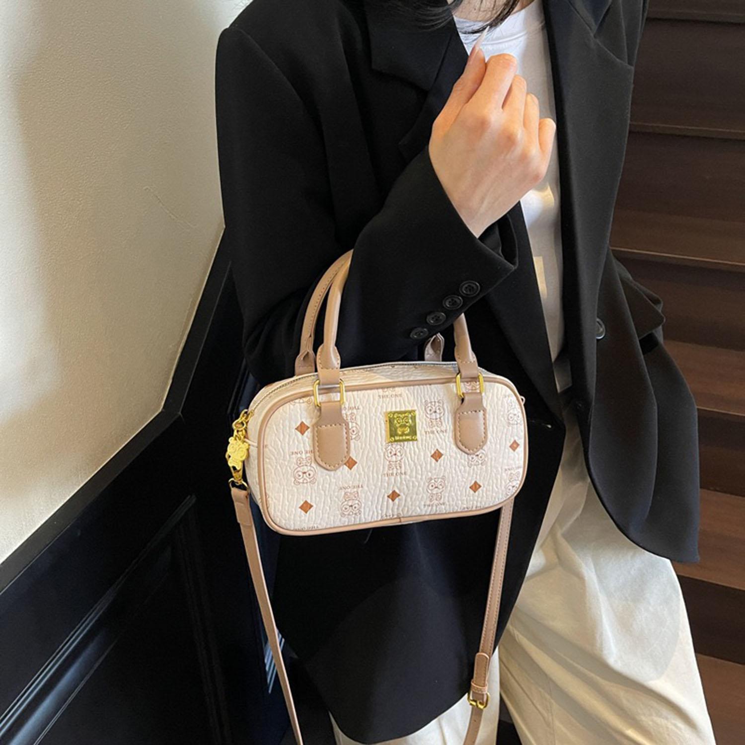 

Women s mini small square bag fashionable and versatile retro printed handbag single shoulder crossbody small square bag білий