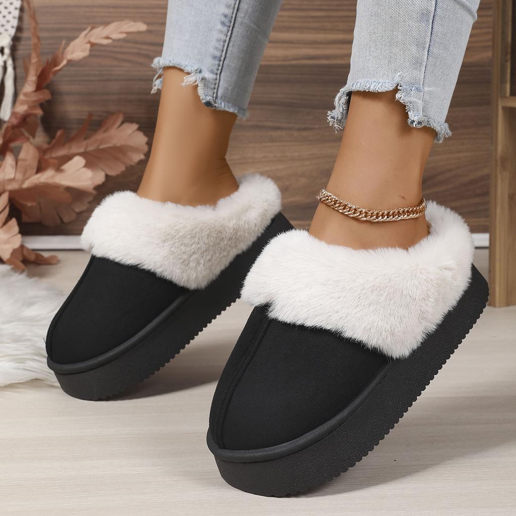 Women's Winter Fluffy Slippers  for Women Winter Fashion Platform Indoor Shoes Female Thick Warm Floor Slippers for Women