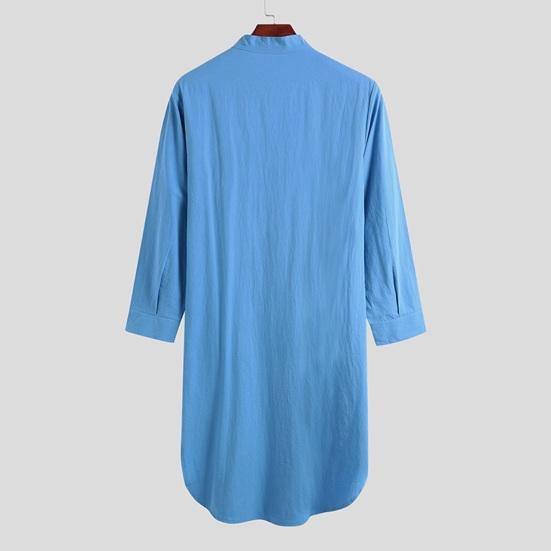 Camicia da pigiama da uomo a maniche lunghe tinta unita versatile camicia da notte da indossare ogni giorno Camicia con design a bottoni Fornitura maschile