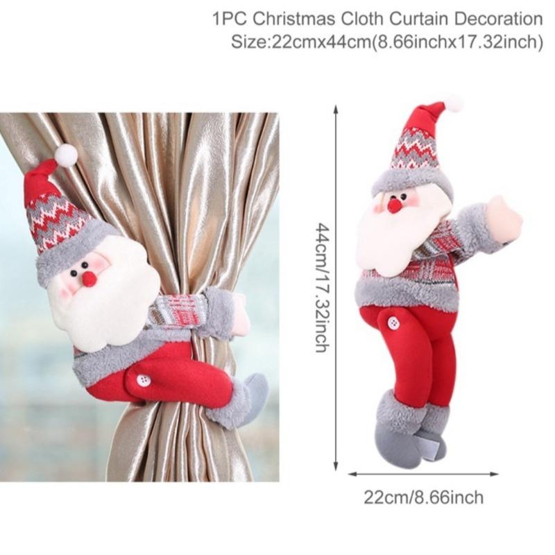 10 Santa Claus Elk Cartoon Dolls Curtain Buckles Curtain Ties Curtain Decoration Accessories Merry Christmas Home Decoration