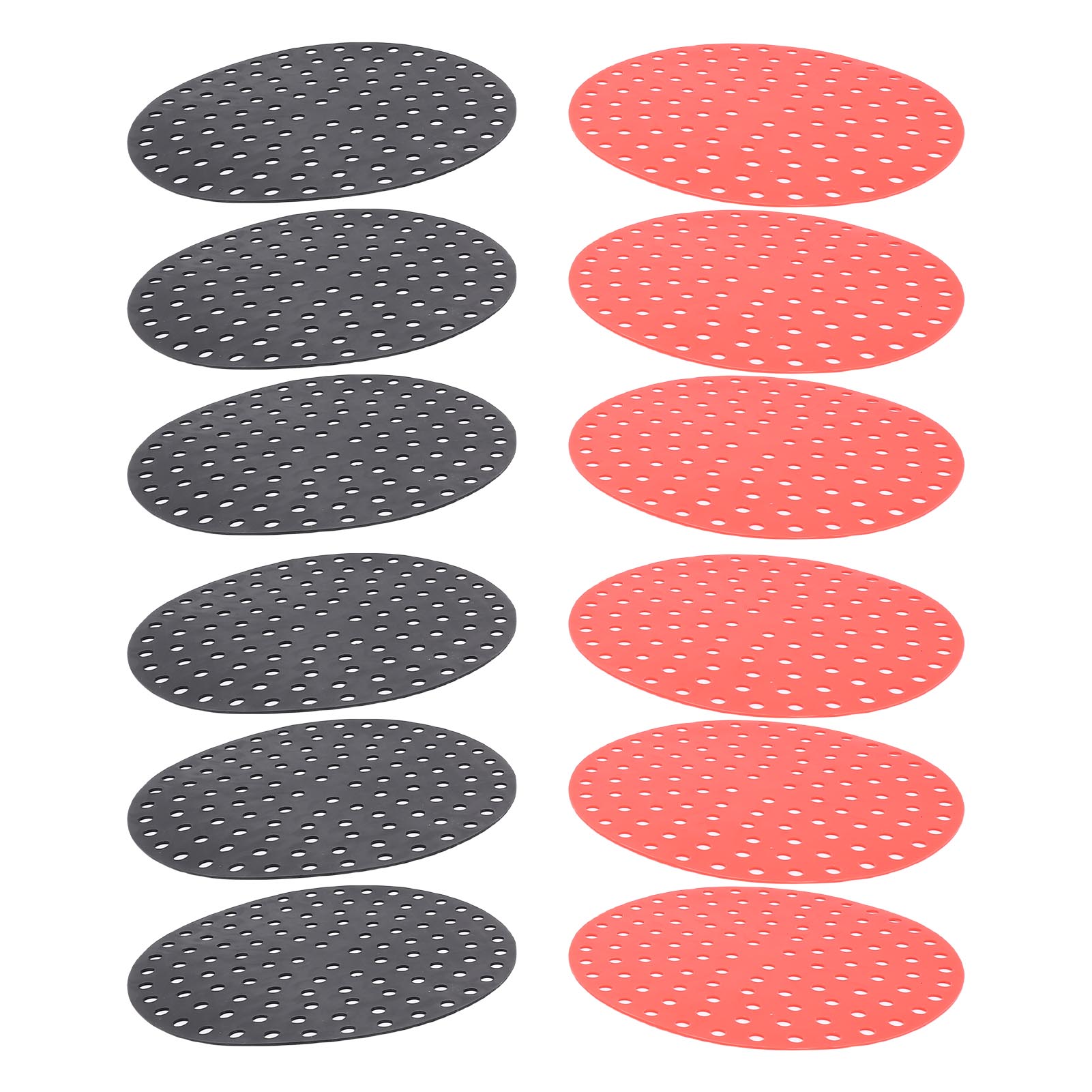 

12 шт. Многоразовые вкладыши для фритюрницы Круглые силиконовые вкладыши для фритюрницы Легко моющиеся аксессуары для фритюрницы Коврики 6 черных 6