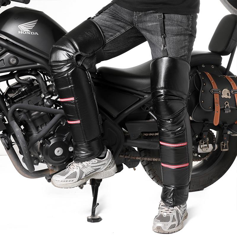 Windproof & Coldproof Electric Motorcycle Knee Pads - Warm, Rainproof, Adjustable, Unisex PU Leg Warmers for Winter Riding